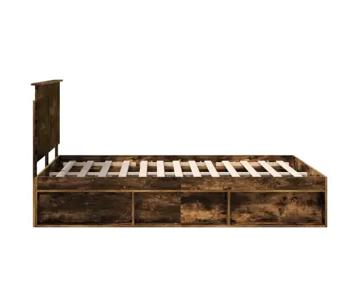 Voodi Raam Peaga Suitsetatud Tamm 160 X 200 Cm Tahke Mänd