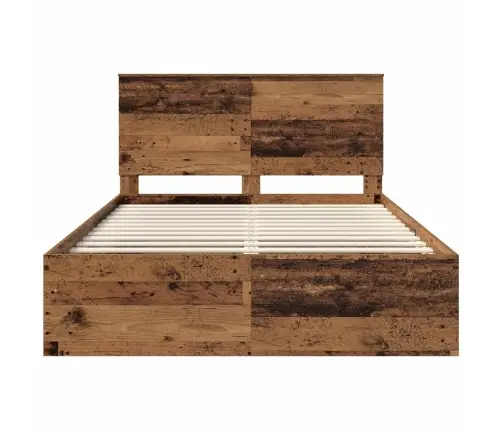 Voodi Raam Peaga Vana Puit 160 X 200 Cm Tahke Mänd