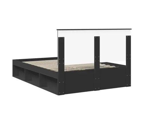 Gultas Rāmis Ar Atvilktni Melna 140 X 190 Cm Ciets Priedes Koks Vidaxl