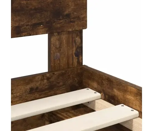 Gultas Rāmis Dūmaka Ozols 140 X 190 Cm Ciets Priedes Koks Vidaxl