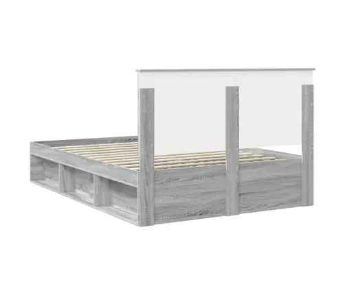 Gultas Rāmis Pelēks Sonoma 140 X 190 Cm Ciets Priedes Koks Vidaxl