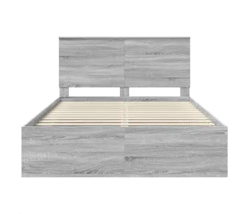 Gultas Rāmis Pelēks Sonoma 140 X 190 Cm Ciets Priedes Koks Vidaxl