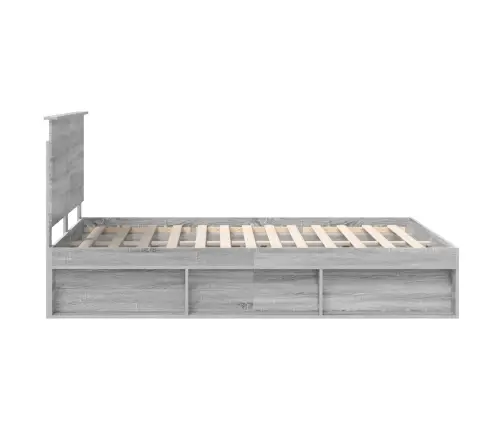 Gultas Rāmis Pelēks Sonoma 140 X 190 Cm Ciets Priedes Koks Vidaxl
