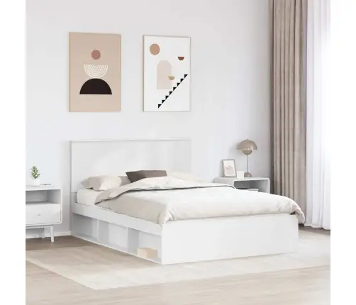 Gultas Rāmis Balts 140 X 200 Cm Ciets Priedes Koks Vidaxl