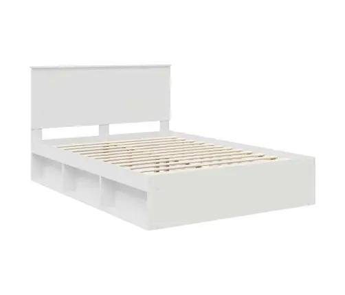 Gultas Rāmis Balts 140 X 200 Cm Ciets Priedes Koks Vidaxl