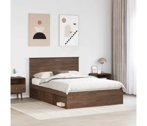 Voodi Raam Peaga Pruun Tamme 140 X 200 Cm Tahke Mänd