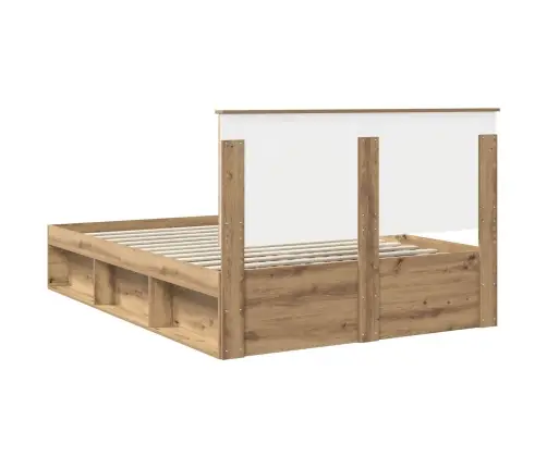 Gultas Rāmis Mākslīgā Ozola 140 X 200 Cm Ciets Priedes Koks Vidaxl