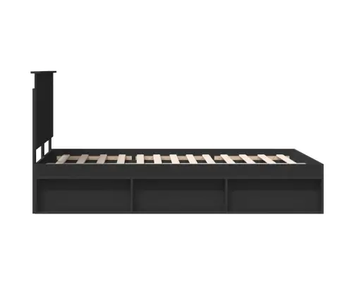 Gultas Rāmis Ar Atvilktni Melna 135 X 190 Cm Ciets Priedes Koks Vidaxl