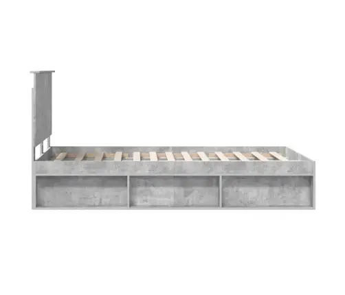 Gultas Rāmis Betona Pelēks 135 X 190 Cm Ciets Priedes Koks Vidaxl