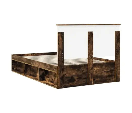 Gultas Rāmis Dūmaka Ozols 135 X 190 Cm Ciets Priedes Koks Vidaxl