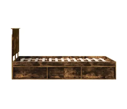 Gultas Rāmis Dūmaka Ozols 135 X 190 Cm Ciets Priedes Koks Vidaxl