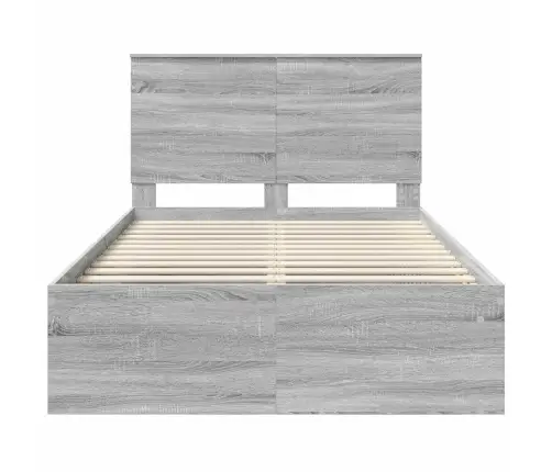 Gultas Rāmis Pelēks Sonoma 135 X 190 Cm Ciets Priedes Koks Vidaxl