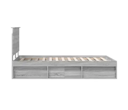 Gultas Rāmis Pelēks Sonoma 135 X 190 Cm Ciets Priedes Koks Vidaxl