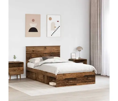 Voodi Raam Peaga Sahtliga Vana Puit 135 X 190 Cm Tahke Mänd