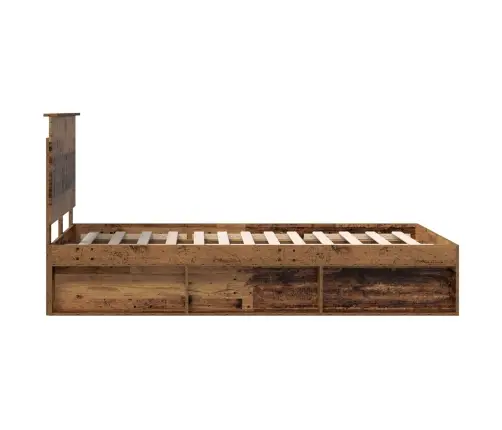 Voodi Raam Peaga Sahtliga Vana Puit 135 X 190 Cm Tahke Mänd