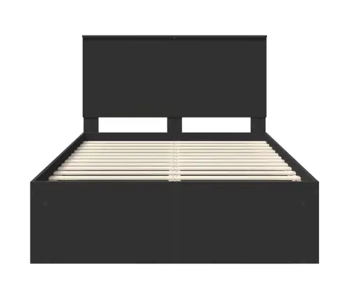 Voodi Raam Peaga Must 120 X 190 Cm Tahke Mänd