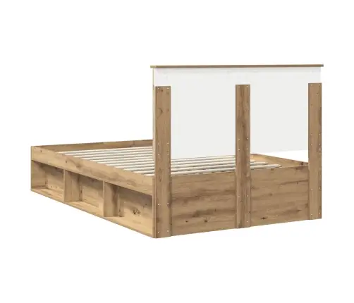 Gultas Rāmis Mākslīgā Ozola 120 X 190 Cm Ciets Priedes Koks Vidaxl