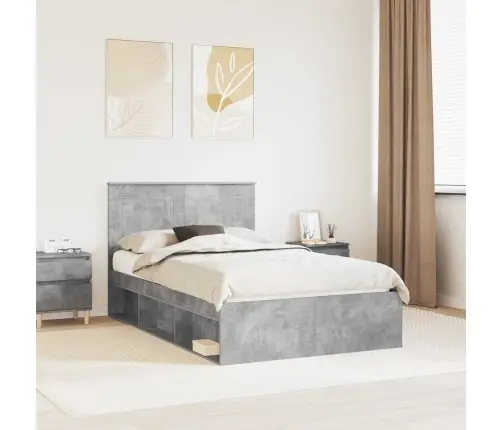 Gultas Rāmis Betons 120 X 200 Cm Ciets Priedes Koks Vidaxl