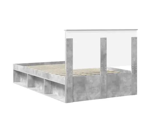 Gultas Rāmis Betons 120 X 200 Cm Ciets Priedes Koks Vidaxl