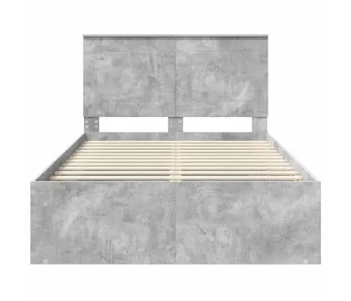 Gultas Rāmis Betons 120 X 200 Cm Ciets Priedes Koks Vidaxl