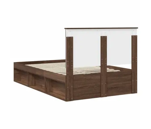 Gultas Rāmis Brūns Ozols 120 X 200 Cm Ciets Priedes Koks Vidaxl