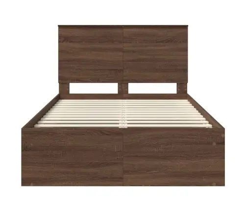 Gultas Rāmis Brūns Ozols 120 X 200 Cm Ciets Priedes Koks Vidaxl