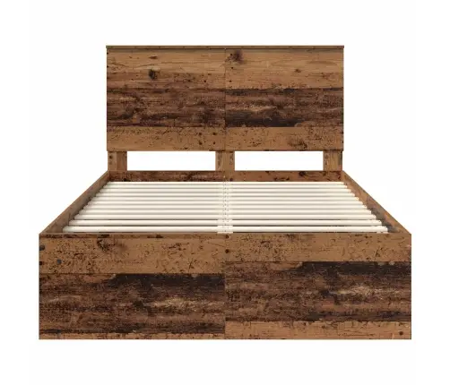 Voodi Raam Peaga Vana Puit 120 X 200 Cm Tahke Mänd