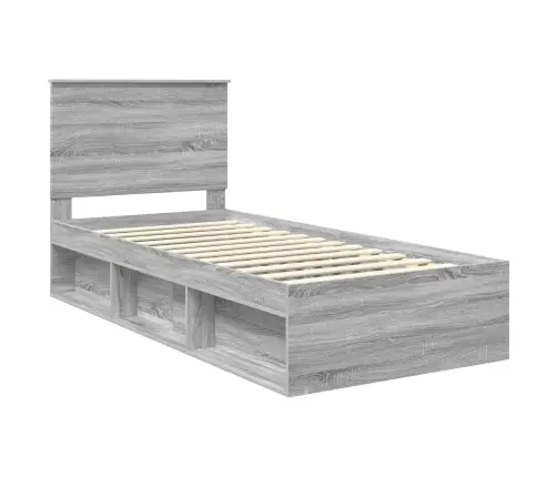 Gultas Rāmis Pelēks Sonoma 100 X 200 Cm Ciets Priedes Koks Vidaxl