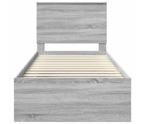 Gultas Rāmis Pelēks Sonoma 100 X 200 Cm Ciets Priedes Koks Vidaxl