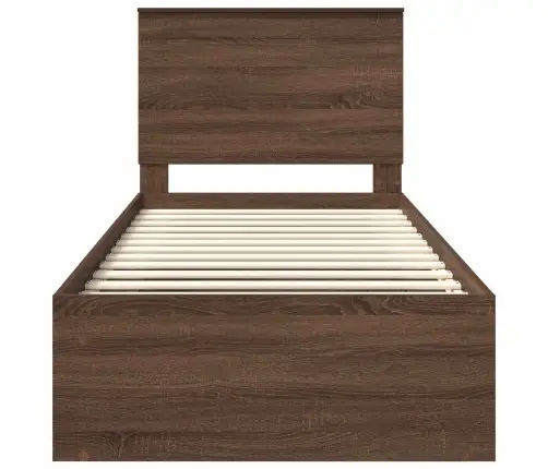 Gultas Rāmis Brūns Ozols 100 X 200 Cm Ciets Priedes Koks Vidaxl