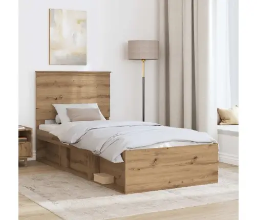 Gultas Rāmis Mākslīgā Ozola 100 X 200 Cm Ciets Priedes Koks Vidaxl