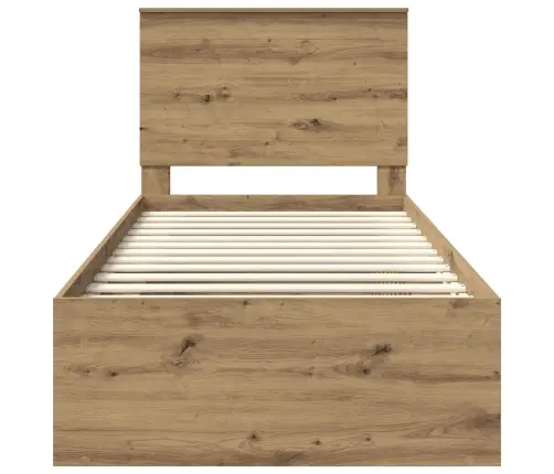 Gultas Rāmis Mākslīgā Ozola 100 X 200 Cm Ciets Priedes Koks Vidaxl