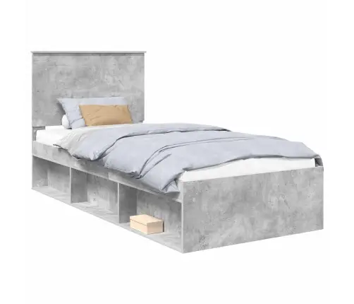 Lovos Rėmas Betono Pilka 90 X 190 Cm Kietos Pušies Mediena