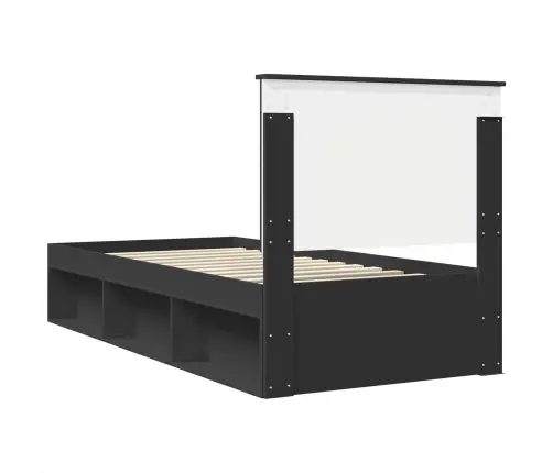 Gultas Rāmis Melna 90 X 200 Cm Ciets Priedes Koks Vidaxl