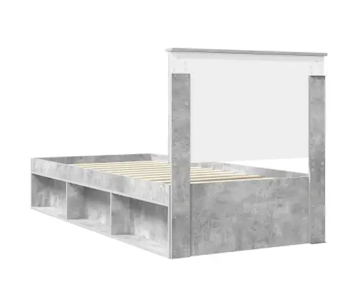 Gultas Rāmis Betons 90 X 200 Cm Ciets Priedes Koks Vidaxl