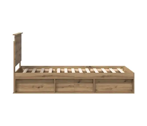 Gultas Rāmis Mākslīgā Ozola 90 X 200 Cm Ciets Priedes Koks Vidaxl