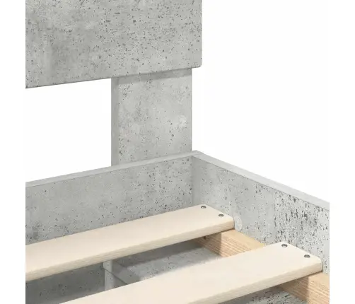 Gultas Rāmis Betona Pelēks 75 X 190 Cm Ciets Priedes Koks Vidaxl