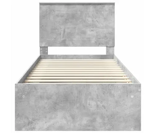 Gultas Rāmis Betona Pelēks 75 X 190 Cm Ciets Priedes Koks Vidaxl