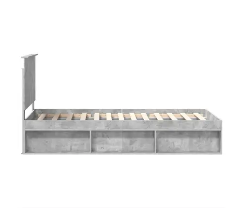 Gultas Rāmis Betona Pelēks 75 X 190 Cm Ciets Priedes Koks Vidaxl
