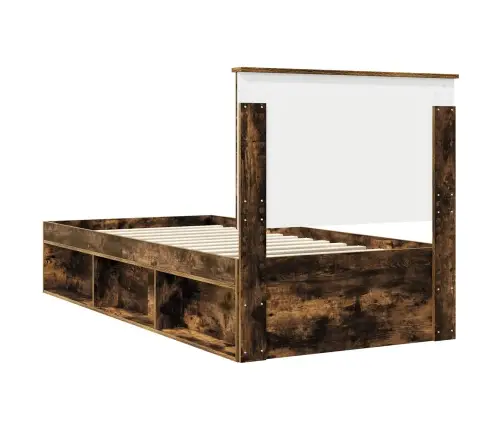 Voodi Raam Peaga Suitsetatud Tamm 75 X 190 Cm Tahke Mänd