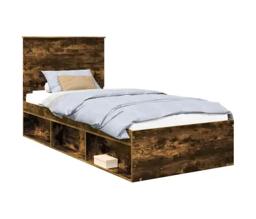 Voodi Raam Peaga Suitsetatud Tamm 75 X 190 Cm Tahke Mänd