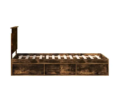 Voodi Raam Peaga Suitsetatud Tamm 75 X 190 Cm Tahke Mänd