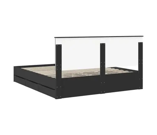 Gultas Rāmis Ar Atvilktni Melna 200 X 200 Cm Inženieru Koks Vidaxl