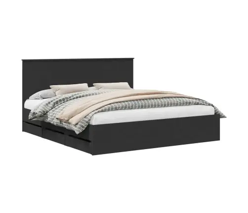 Gultas Rāmis Ar Atvilktni Melna 200 X 200 Cm Inženieru Koks Vidaxl
