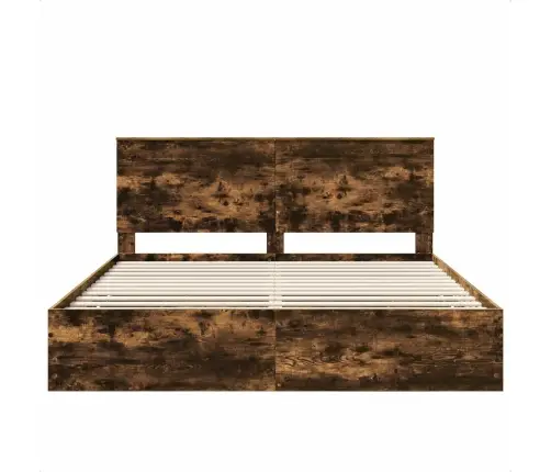 Voodi Raam Sahtliga Suitsetatud Tamm 200 X 200 Cm Inseneripuit