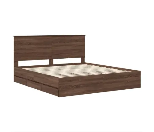 Voodi Raam Sahtliga Peaga Pruun Tamme 200 X 200 Cm Inseneripuit