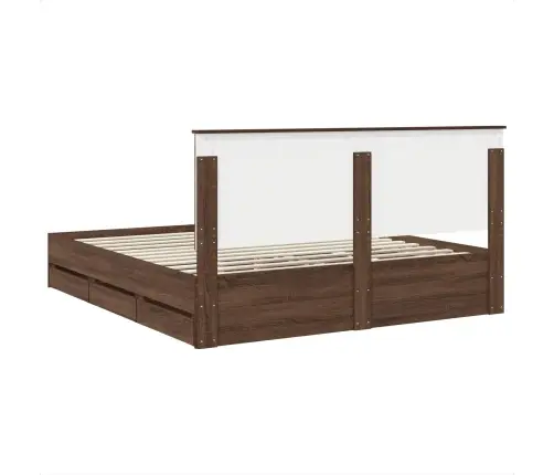 Voodi Raam Sahtliga Peaga Pruun Tamme 200 X 200 Cm Inseneripuit