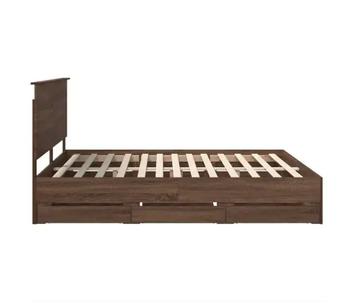 Gultas Rāmis Brūns Ozols 200 X 200 Cm Inženieru Koks Vidaxl