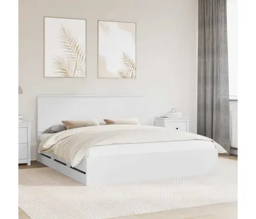 Gultas Rāmis Ar Atvilktni Balts 180 X 200 Cm Inženieru Koks Vidaxl