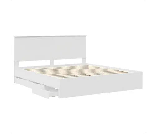 Gultas Rāmis Ar Atvilktni Balts 180 X 200 Cm Inženieru Koks Vidaxl